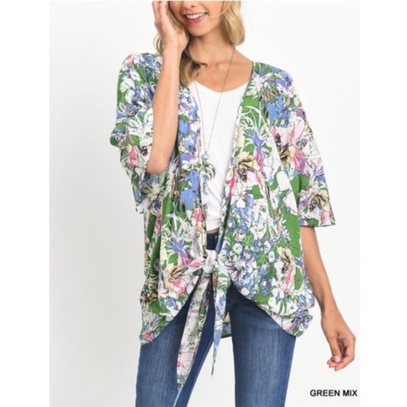 Floral Print Self-Tie Top - Picture 2 of 5